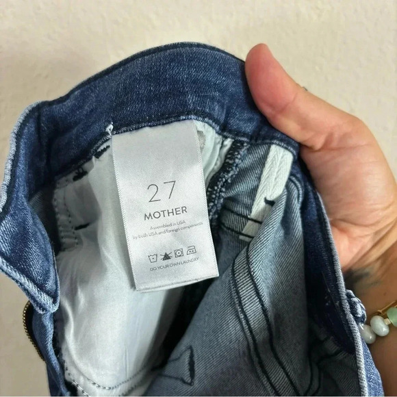 Mother The Stash Swooner Ankle Fray Chick Flick Blue Jeans Stretch Size 27 - Picture 10 of 16